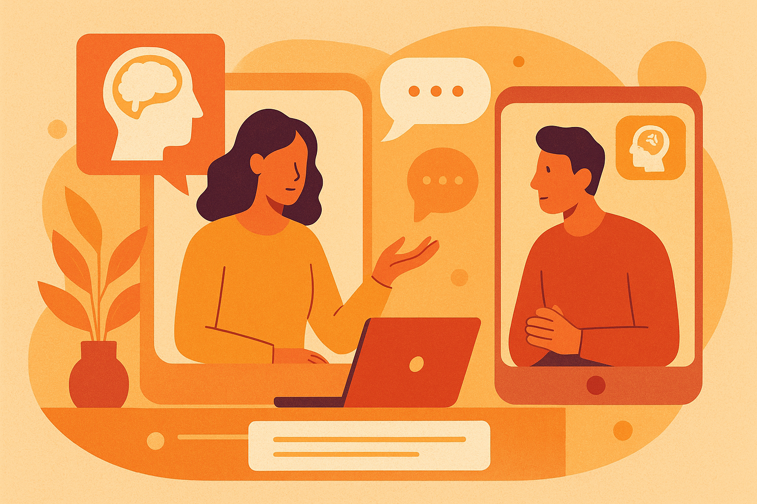 Ilustración de asesoría psicológica online